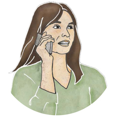 Kvinna som pratar i telefon.