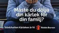 Affischen med texten Måste du dölja din kärlek för din familj?